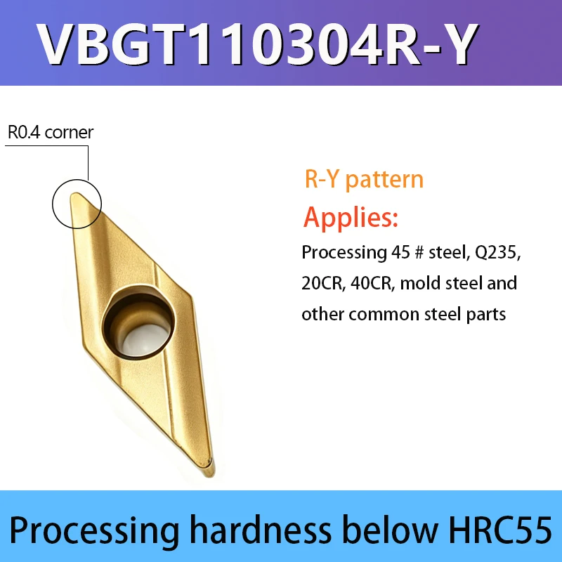 Feinbearbeitungs-CNC-Hartmetall-Diamant-Einsatz VBGT110304R-Y Außendreh-Einsatz für die Bearbeitung von Stahlteilen – Detail 1