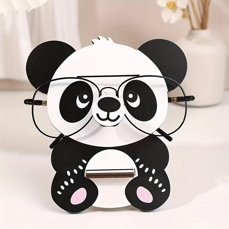 2D 1PCS Panda Cartoon Best Selling Wooden Spectacle Holder Fun Home Decoration Office Decoration Desktop Decoration Holiday Gift