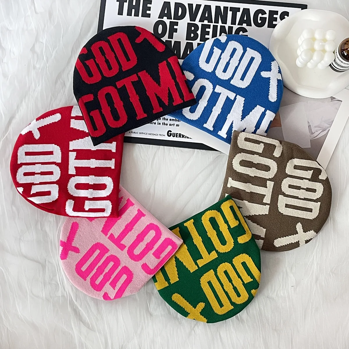 Letter Print Y2K Beanie Hats for Men's and Women's,Cool Letter Graphic  Cap,Outdoor Riding,skiing Outdoor Warm Head Hat