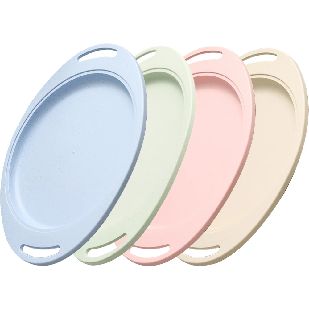 

4pcs Plates Deep Noodle Plates Easy Clean Dishwasher Safe Household Wheat Plate Family Restaurant Sushi Gifts