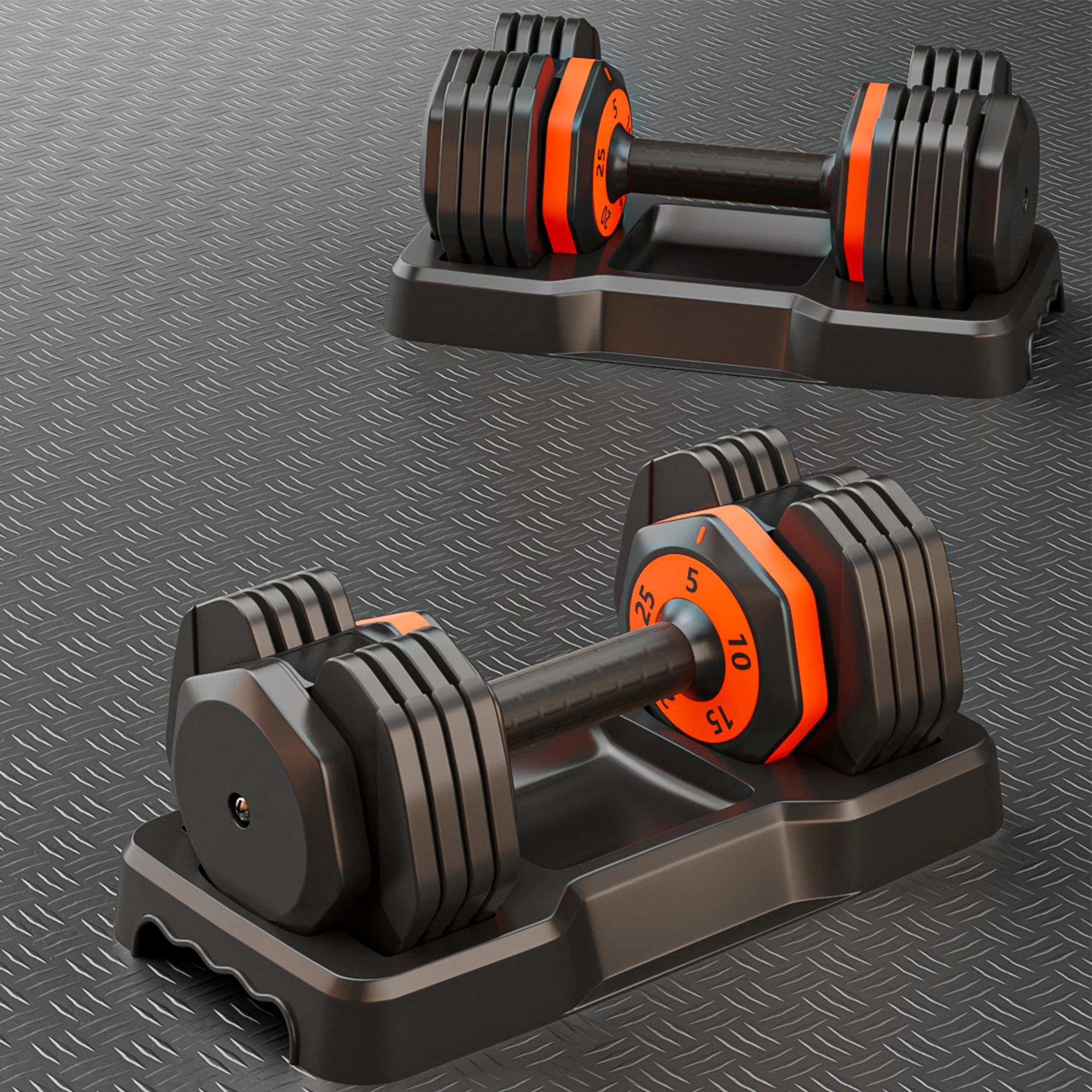 Adjustable dumbbell set 25LB pair /50LB one dumbbell 5 in 1 weight adjustment with non-slip handles for gym workouts