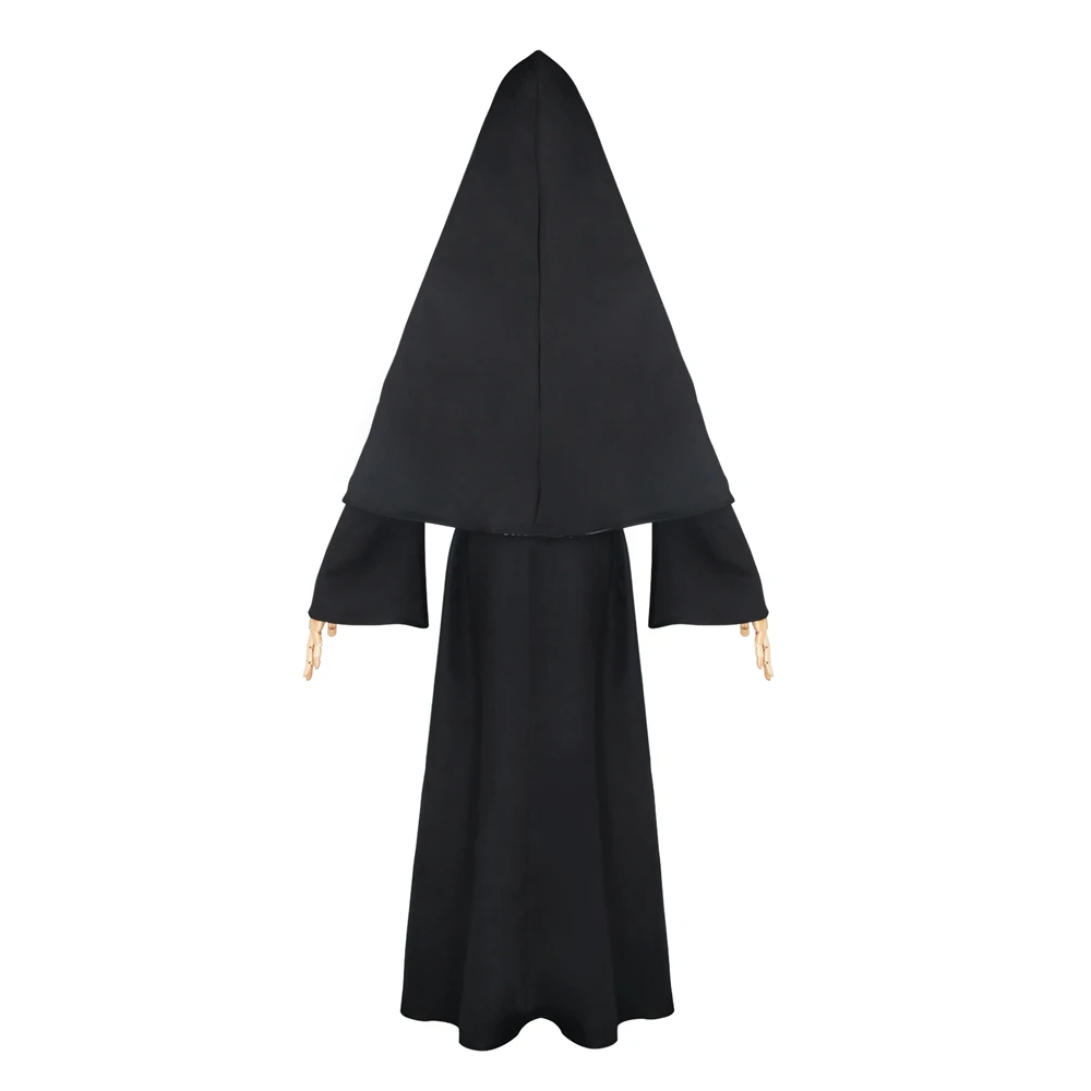 Disfraz de la monja de la película aterradora Valak, uniforme de monja negra, collar cruzado de sacerdote, trajes de Cosplay de Halloween para adultos