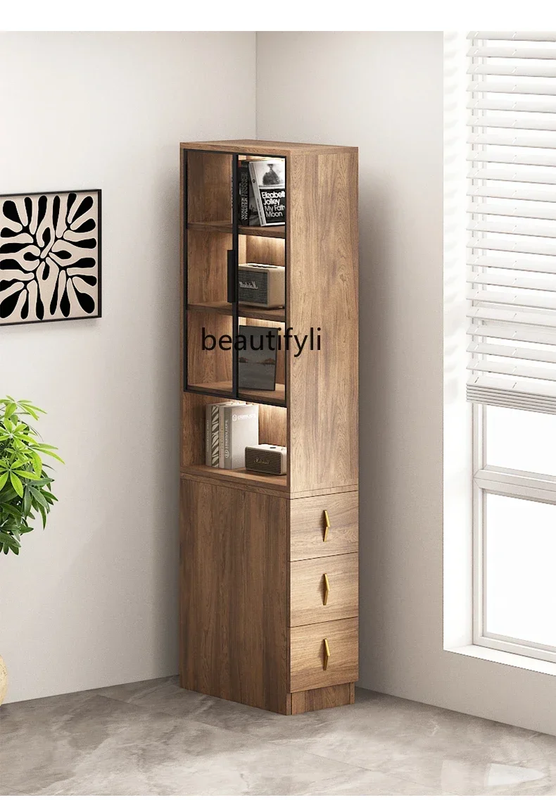 

LJYSofa Side Cabinet Gap Storage Cabinet Side Pull Cabinet Solid Wood Cabinets Bookcase Locker