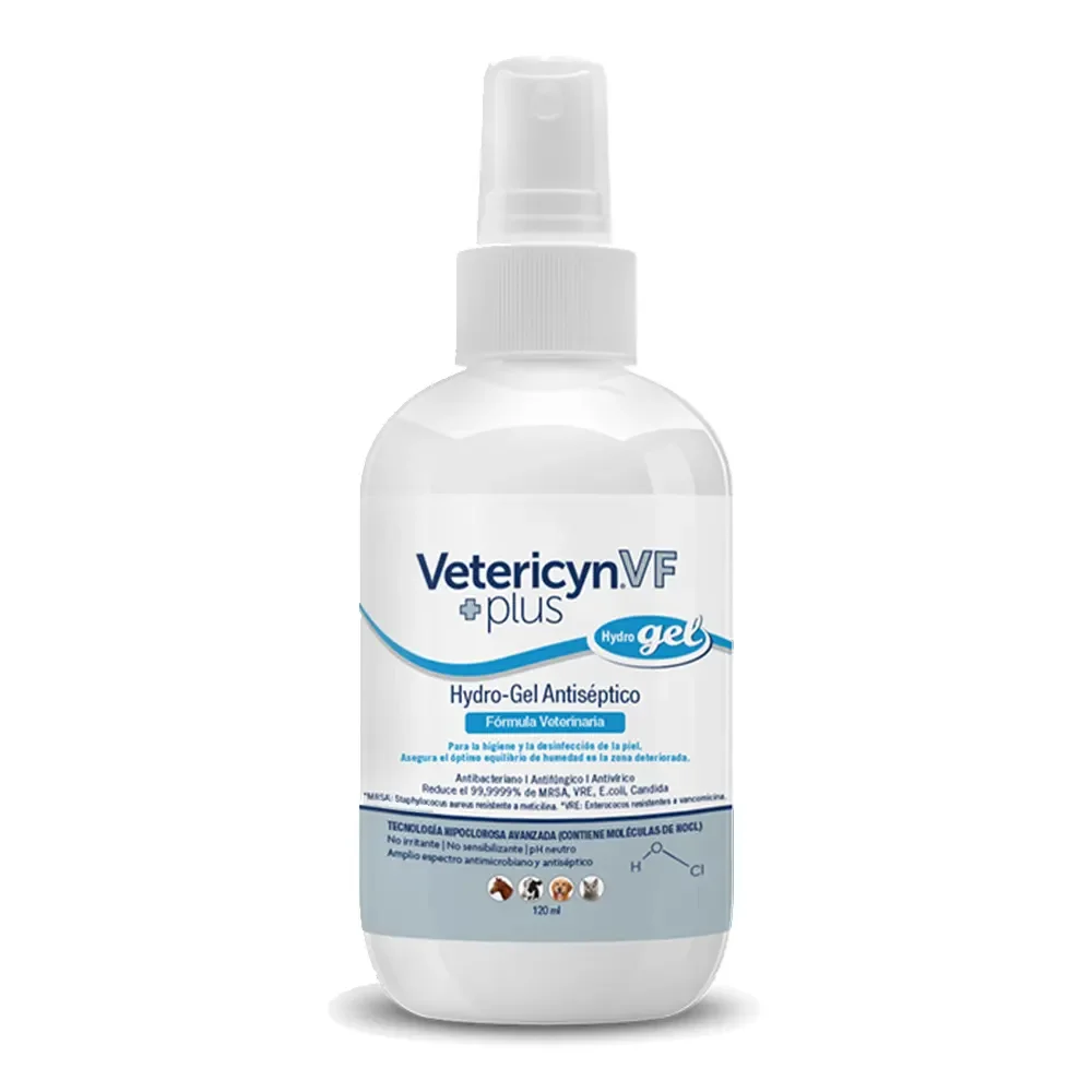 Vetericyn VF plus hidrogel 120 ml Solución antiséptica para limpiar y tratar heridas, quemaduras e infecciones en animales de todas las especies Urano