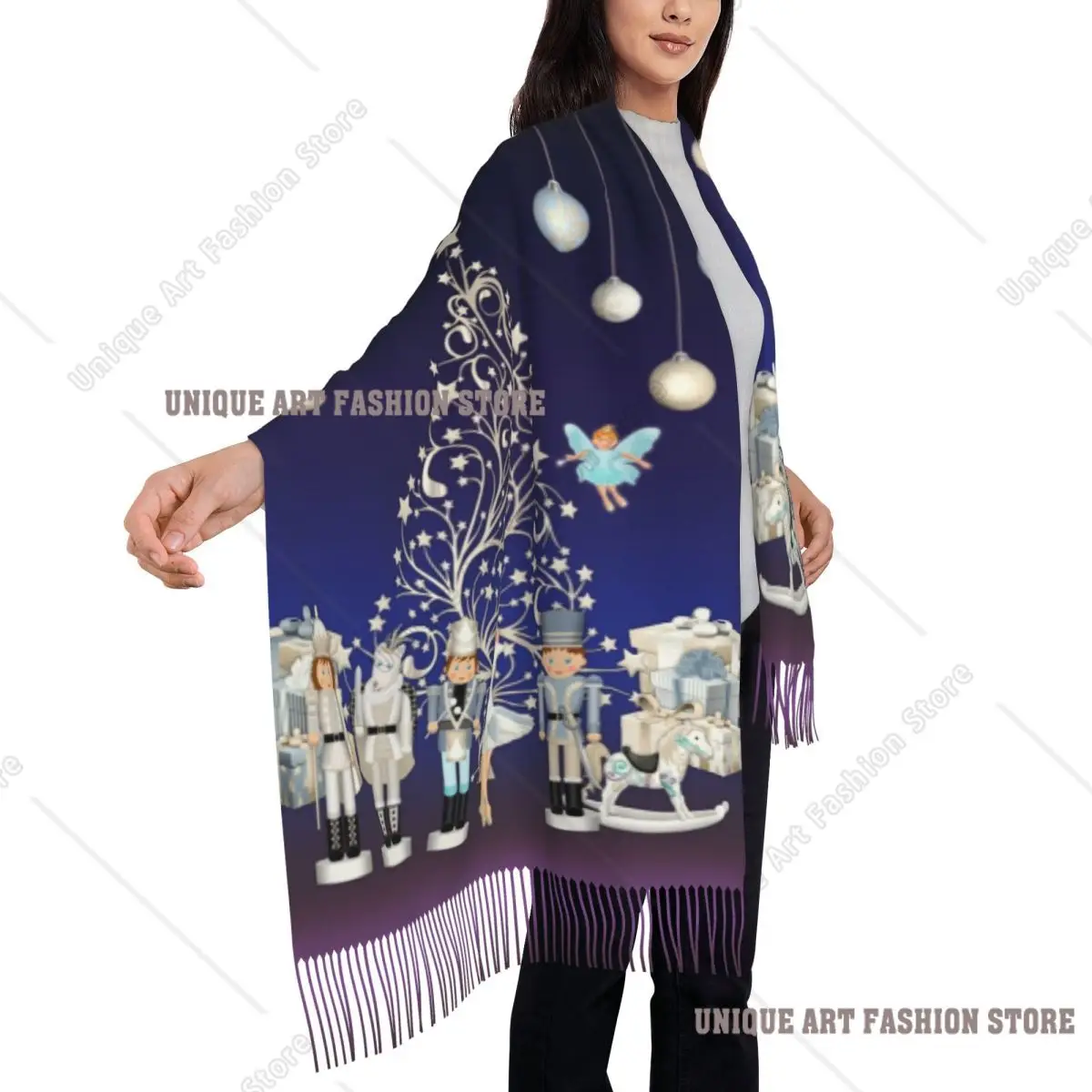 مخصص كسارة البندق عيد الميلاد الباليه المشهد شرابة وشاح المرأة شالات ناعمة يلتف الأوشحة الشتوية الإناث