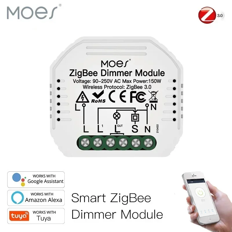 MOES Tuya ZigBee 3.0 slimme lichtschakelaar relaismodule 1/2/3 gang Smart Life/Tuya app-bediening, werkt met Alexa Google Home Yandex