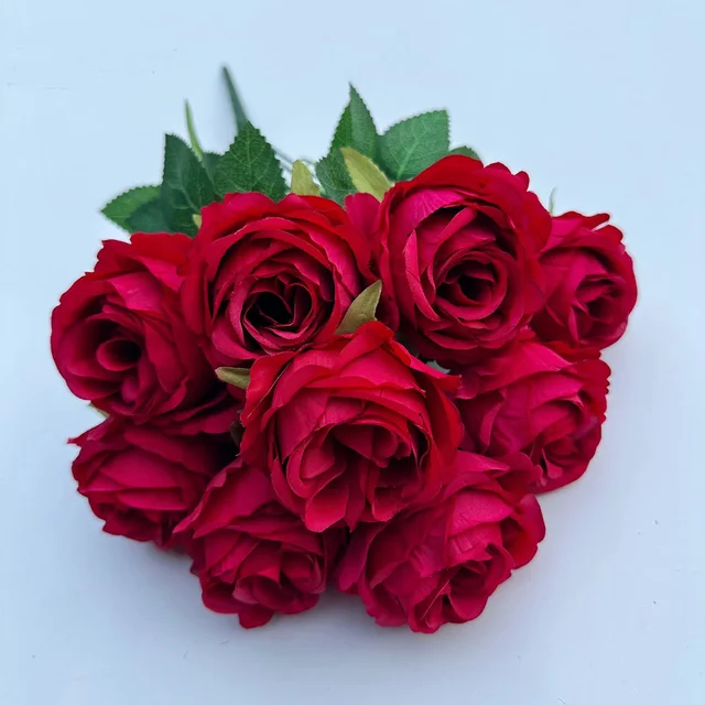 9 Forks Silk Rose Artificial Flower Bouquet For Wedding,Home Decor,Valentine's Day Gift, Room Table Decor,Scenery Decor 5 9 Forks Silk Rose Artificial Flower Bouquet For Wedding,Home Decor,Valentine's Day Gift, Room Table Decor,Scenery Decor 5