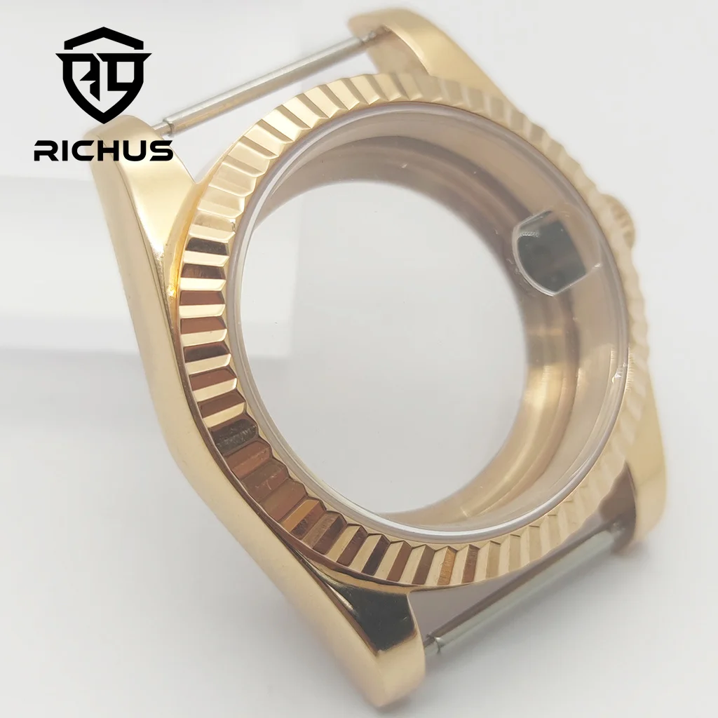 Корпус RICHUS NH35 36/39 мм из розового золота, сапфировое стекло, подходит для NH34 NH35 NH36 ETA2824 PT5000 Miyota8215-DG, аксессуары для часов с механизмом