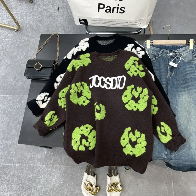 

Loose Long Sve Women's Knitwear Sweater Letter Print Versatile Comfortable Sle Spring Faion Sweet Sle Thiened Stra...