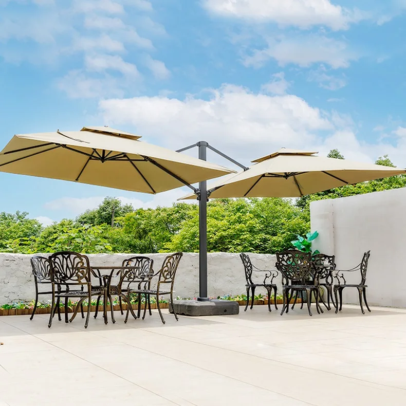 

High Quality China Factory Customized Double-Headed Roma Umbrella Waterproof Sun Outdoor Parasol for Patio Very Large Hotels