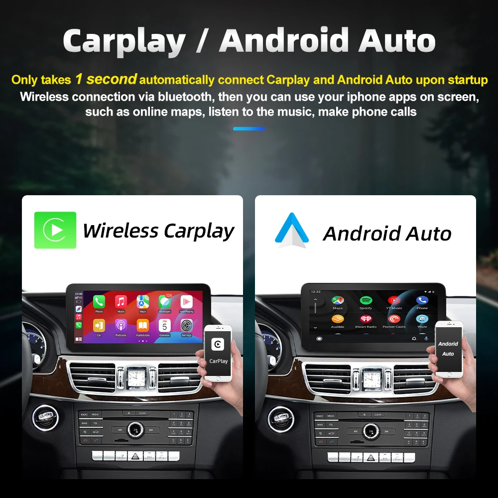 Drahtlose Carplay/Android Auto BT 10,25'' Touchscreen 1920*720P HD Multimedia Auto Radio Für Mercedes-Benz E Klasse W212 2009-2016 – Detail 6