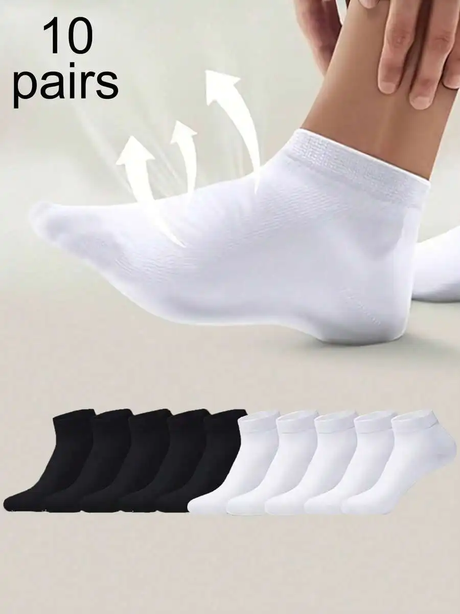 

10 Pairs Mens Breathable Ankle Socks For Sports Basketball Running All Season