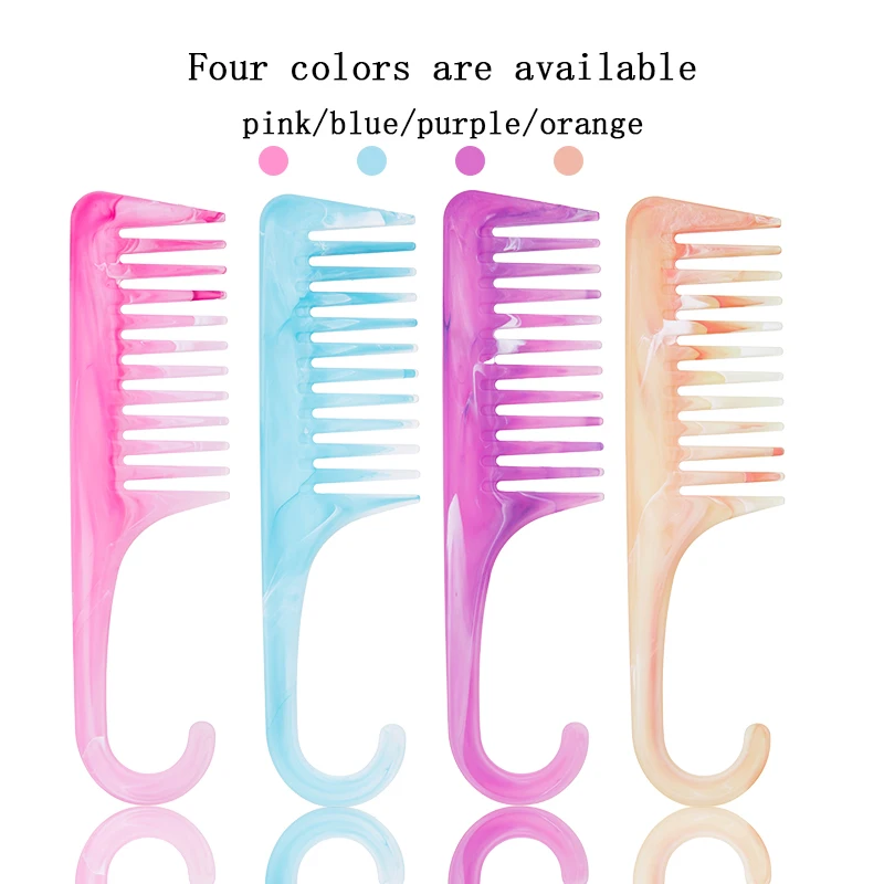 WANMEI 1pcs new Marble color heat-resistant large bending comb anti-static wide bending hook split seam comb hair styling tool