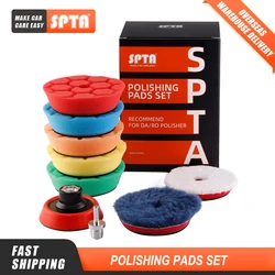 SPTA 9Pcs 80mm Hex Logic Polieren Schwamm Lämmer Wolle Pads M14 Platte Kit für 3 Zoll Elektrische Bohrer polierer Polieren Maschine