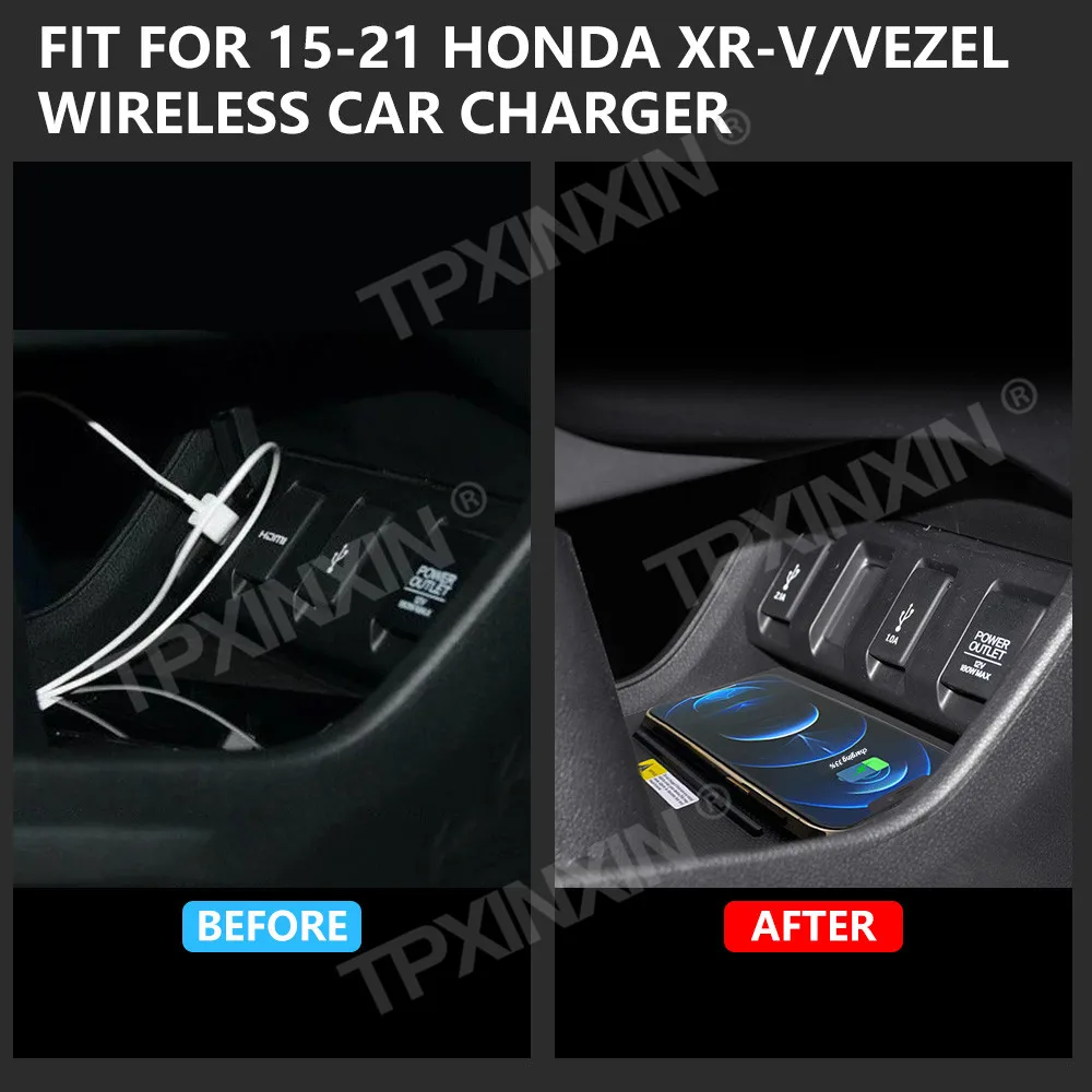 For Honda XR-V Vezel 2015-2021 Quick QI Car Wireless Charger Fast Charging Intelligent Infrared Mobile Phone Dashboard