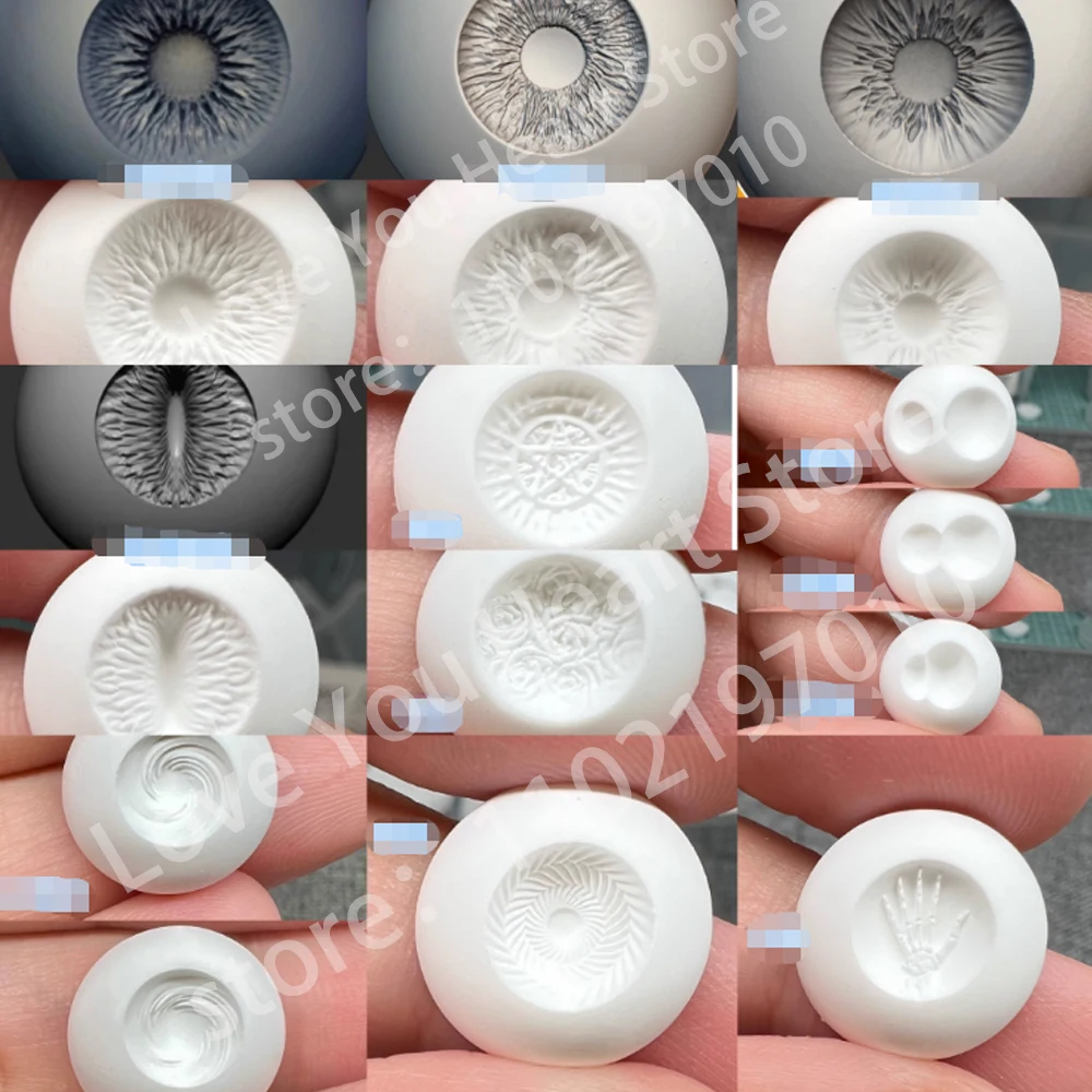 10 par Oczy lalki Fundus Żywica Wzorzyste DIY Ręcznie robione akcesoria dla lalek Białe gałki oczne Fundus BJD Doll Plaster Eyes Fundus 14mm