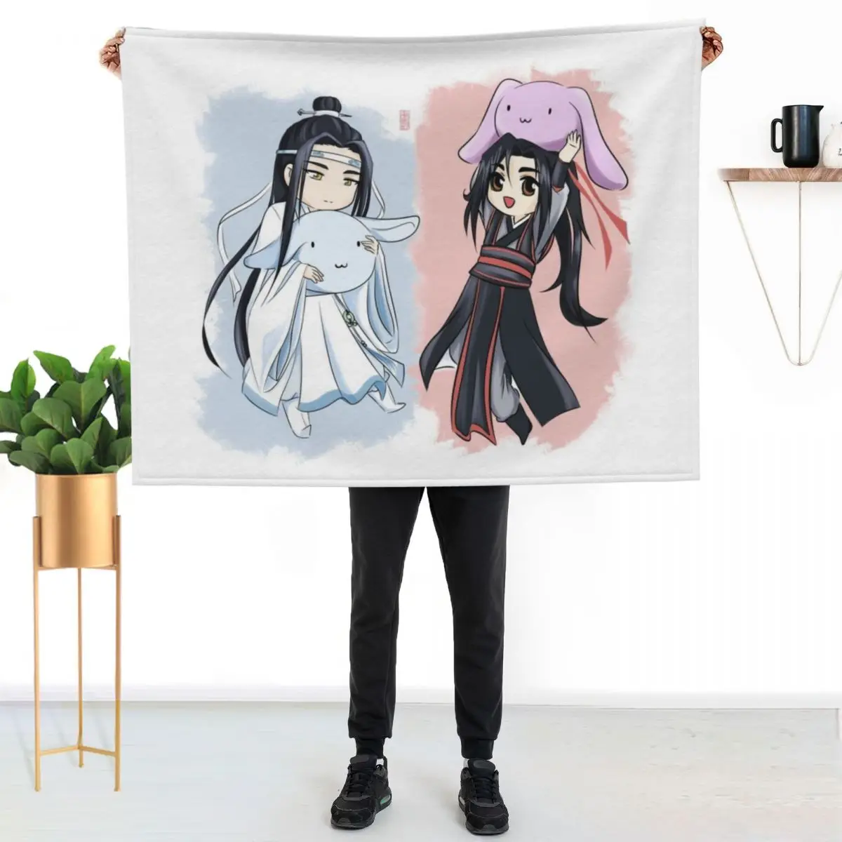 Wangxian bunny plushies Throw Blanket couch cozy soft plush fuzzy picnic outdoor blanket
