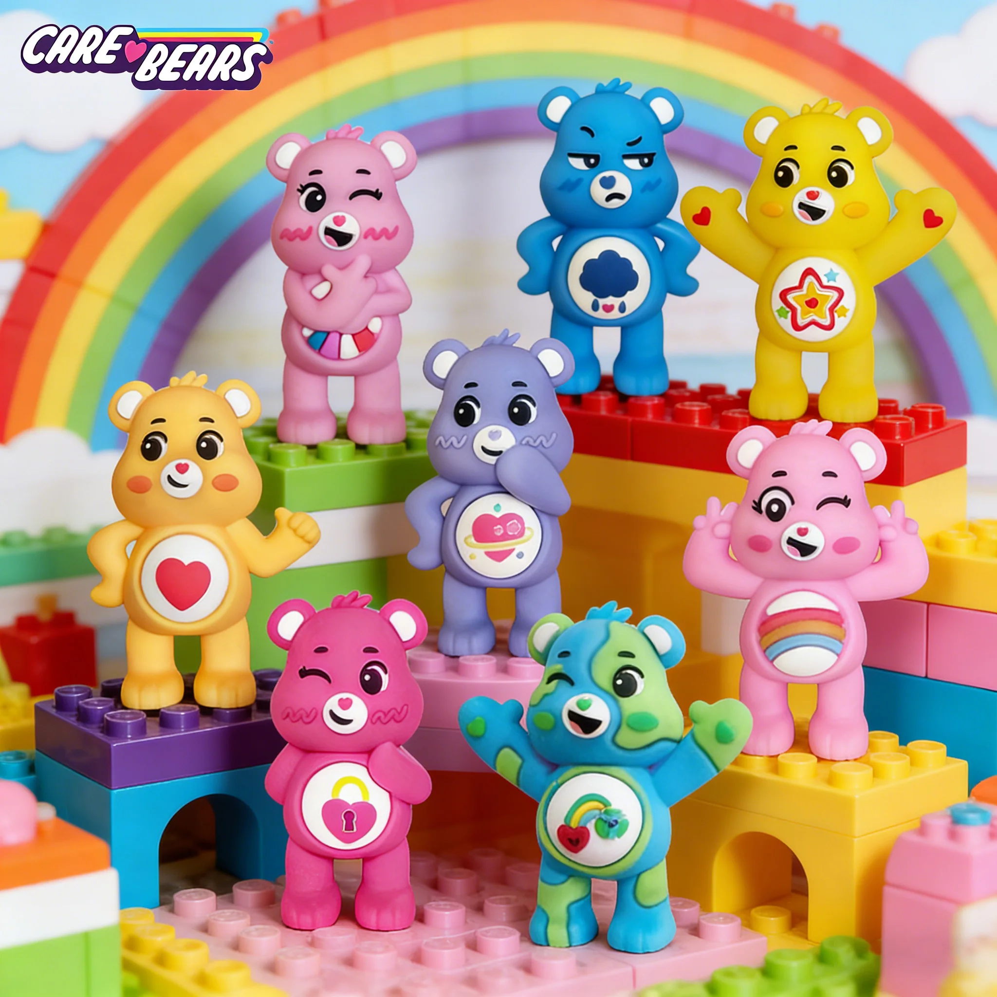 1PC Care Bears Officially Licensed 3D Anime Figurines Random One Mystery Collectible Ornaments Birthday Christmas Gifts