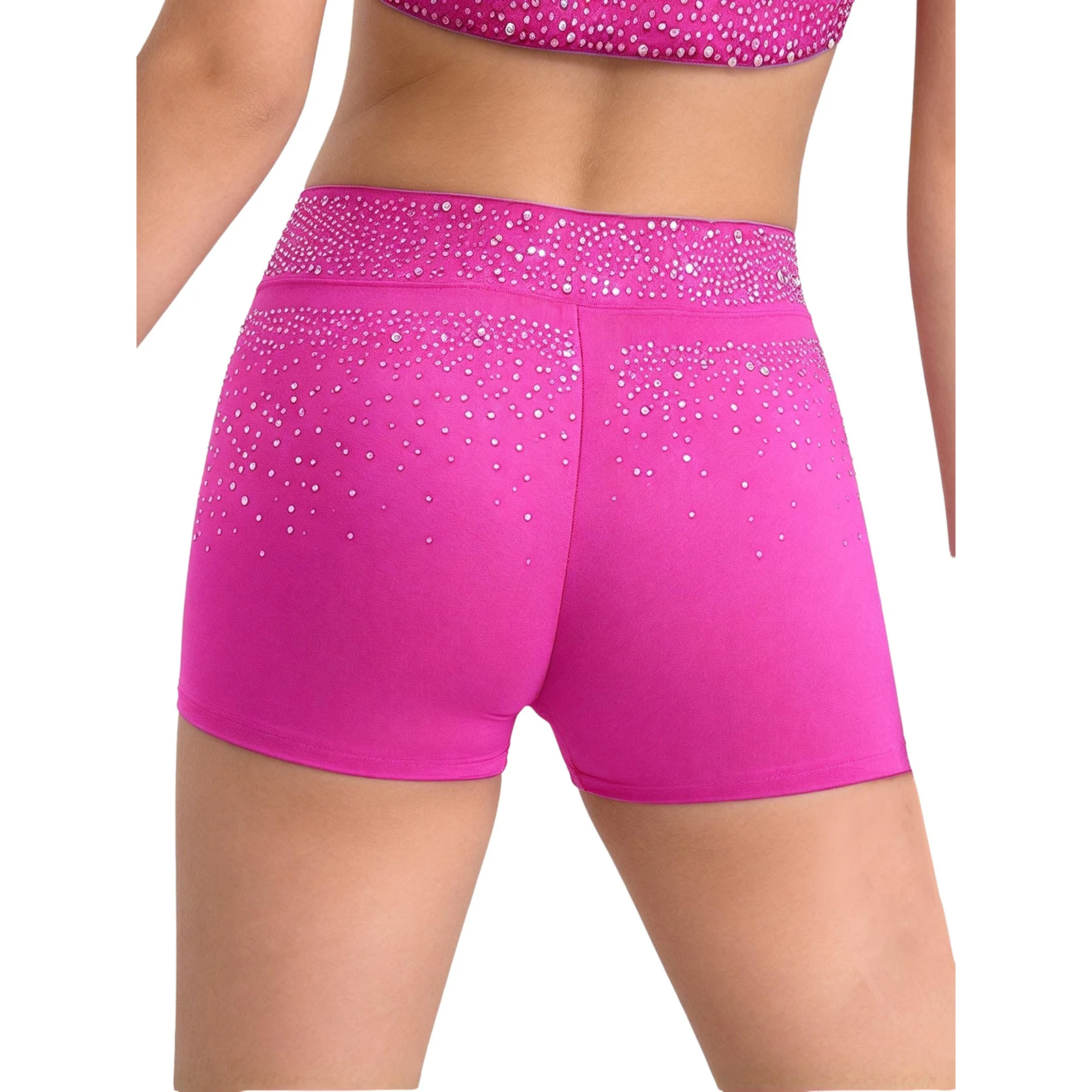 Womens Ballet Boxer Shorts Rhinestones Elastic Waistband Shorts for Figure Skating Dance Gymnastics Acrobatics Performance