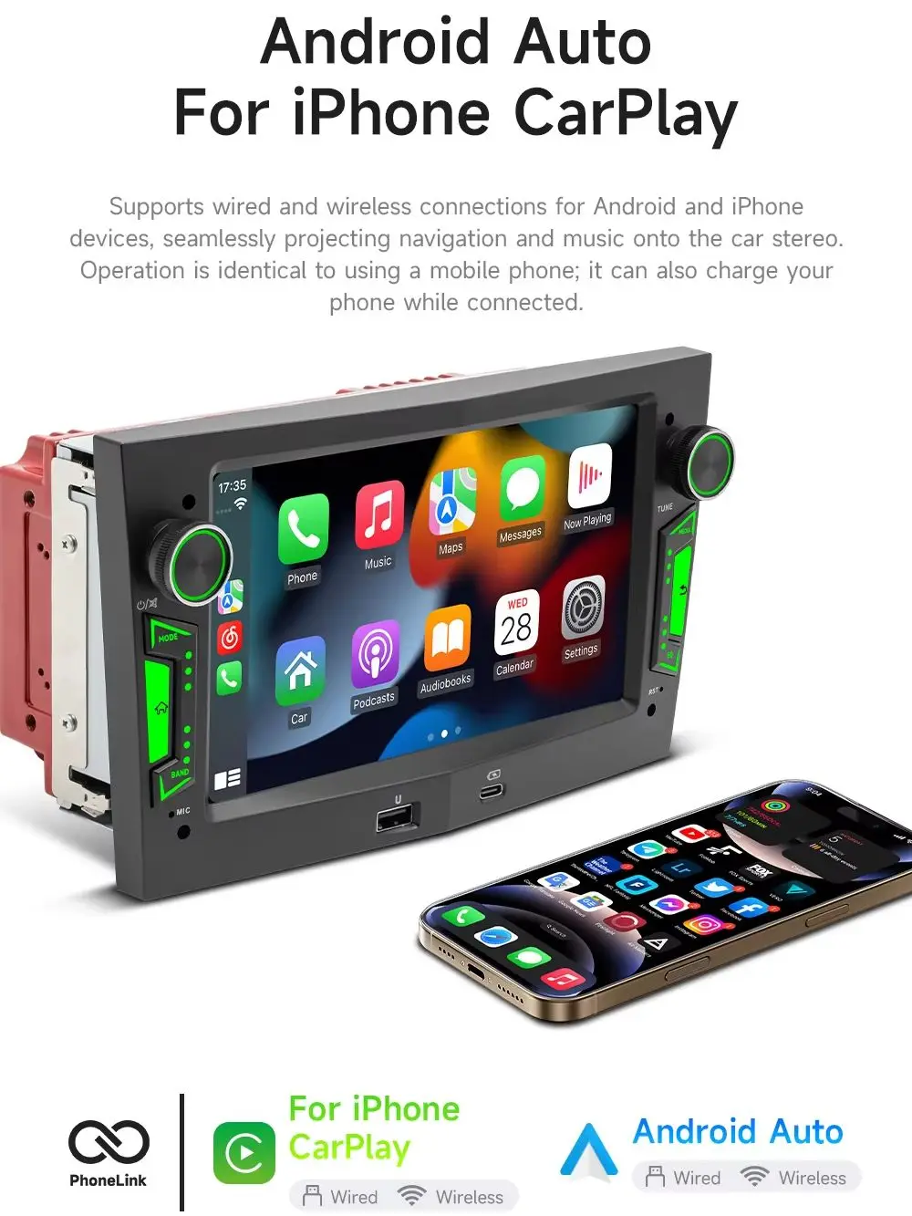 Car Stereo Radio MP5 Multimedia Player Wireless Carplay Android Auto AM FM RDS BT For Opel Vauxhall Holden Universal Head Unit