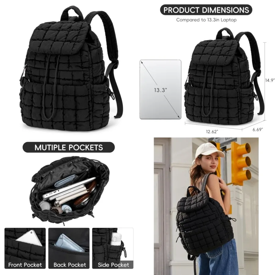 

CLUCI Puffy Quilted Backpack Purse for Women, Casual Lightweight Daypack for Women Travel Purse, Casual, Lightweight, Travel