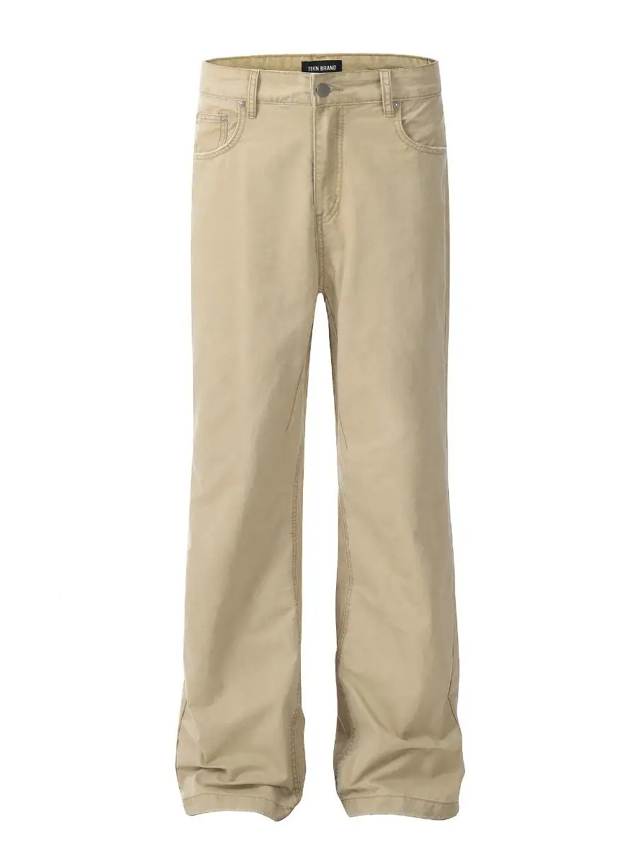 

Retro American Denim Jeans Men's Cleanfit Summer Wa Khaki Vibe Straight Loose Wide Leg Long Pants Casual Straight Leg Jeans