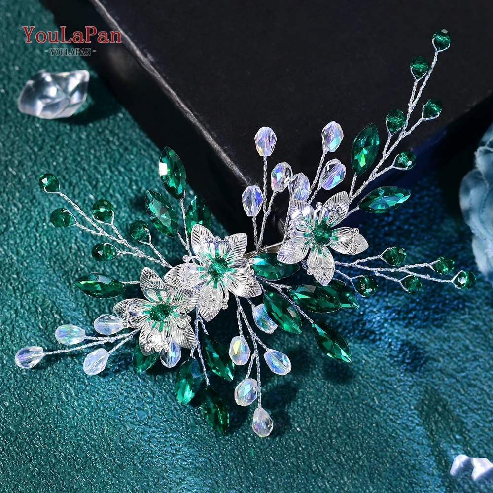 

YouLaPan Alloy Flower Crystal Hair Pins Wedding Bride Headdress Woman Shiny Headpiece Bridal Headwear Party Hair Ornaments HP900