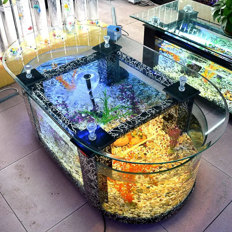 Large ecological coffee table fish tank living room aquarium glass household