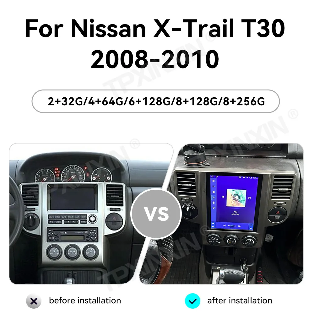 10.4 Inch Android 13 HD For Nissan X-Trail T30 2008-2010 CarPlay Car Radio GPS Navigation Multimedia Player Stereo Head Unit