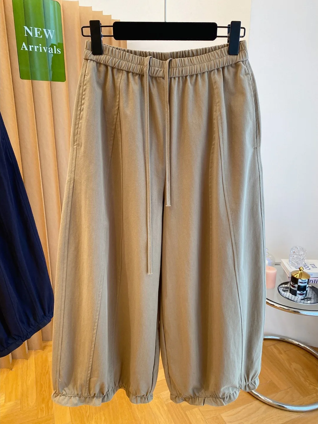 Casual Wide Leg Straight Tube Pants High Waist Cotton Blend Spring Autumn Floral Print Nine Points Women's Faion Pants