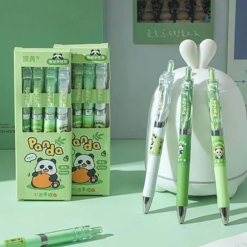 Retractable 0.5mm ST Nib Pen Quick-Drying Black Ink, Cute Capybara Panda  Writing for Student Office & School