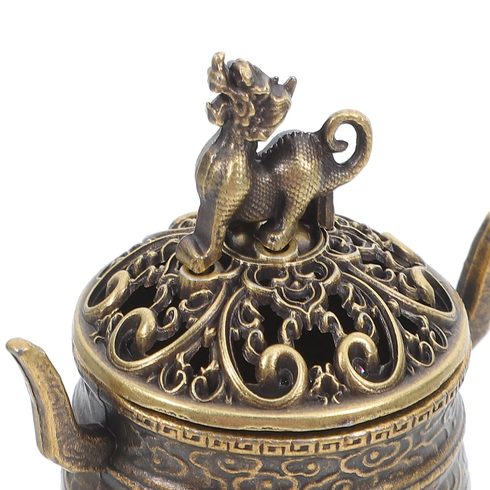 Copper Kirin Incense Burner Mini Three-Legged Vintage Feng Shui Incense Holder Classic Tabletop Aromatherapy Ornament for Home