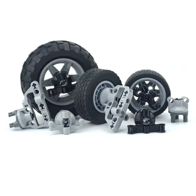 MOC Technische Teile 4 Stück Federung Lenknabe Achse Reifen Radnabe Auto LKW Antrieb 92908 und 92909 Kombinationsbausteine