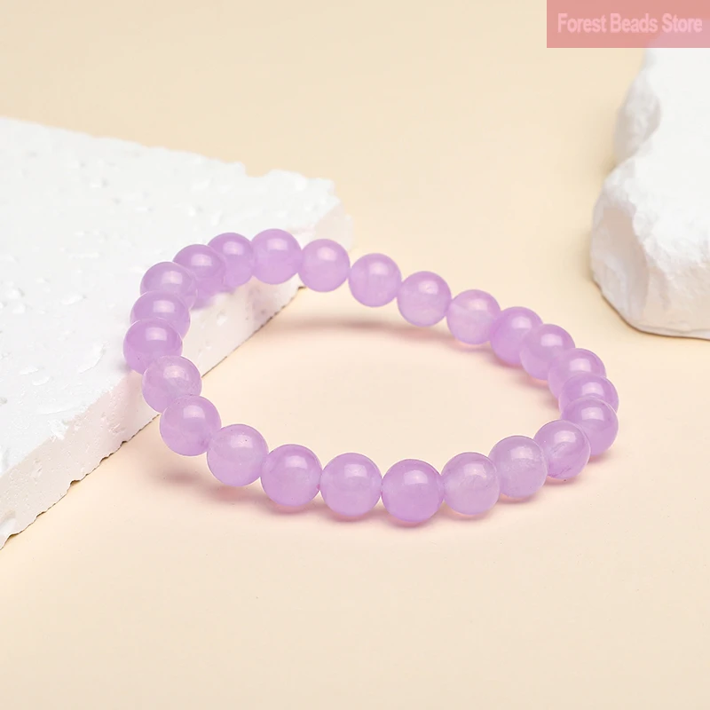 Natural Light Purple Quartzite Beaded Bracelets Women 6/8/10/12mm Stone Beads Bangle Gift for Lover Charm Accessories Pulseras