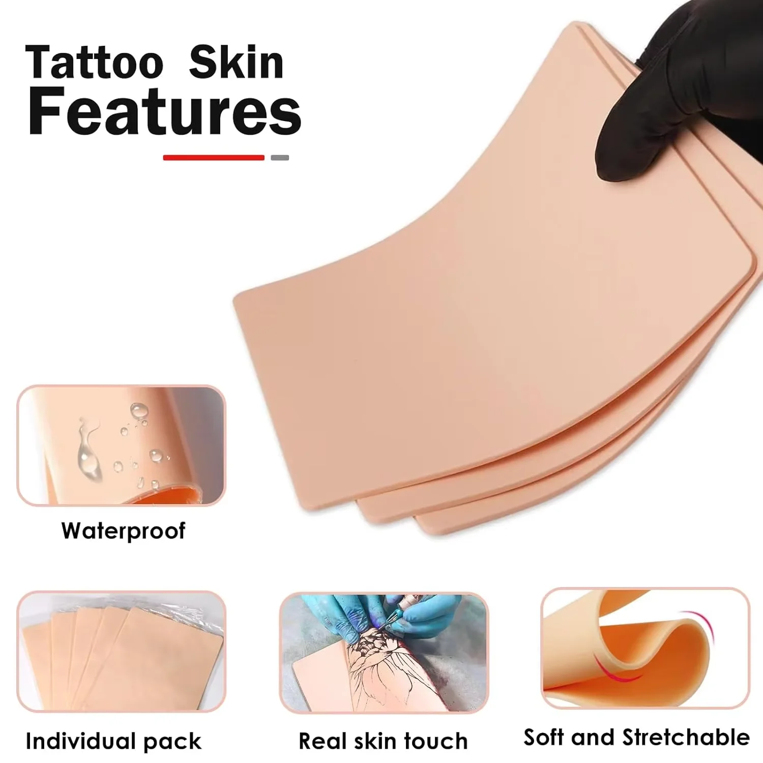 Silicone Tattoo Practice Skin Double Side Blank Tattoo Fake Skin Synthetic Leather Permanent Makeup Tattoo Skin Accessories