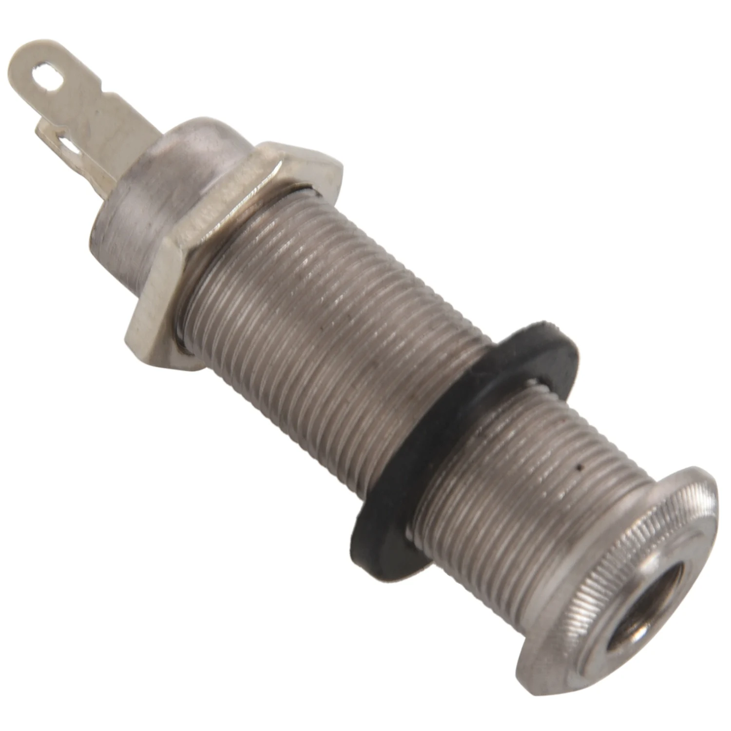 Разъем для электрогитары AT77, хромированный цилиндр с резьбой, выход, входной разъем, розетки 1/4 дюйма для электрогитары