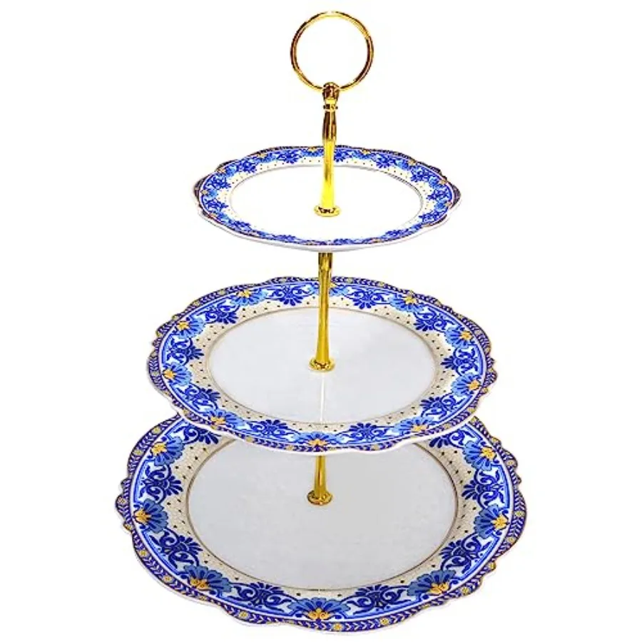 

3 Tier Cupcake Stands for Dessert Table, Vintage Floral Round Cupcake Stand, Bone China Cake and Cupcake Stand for Party, Birth