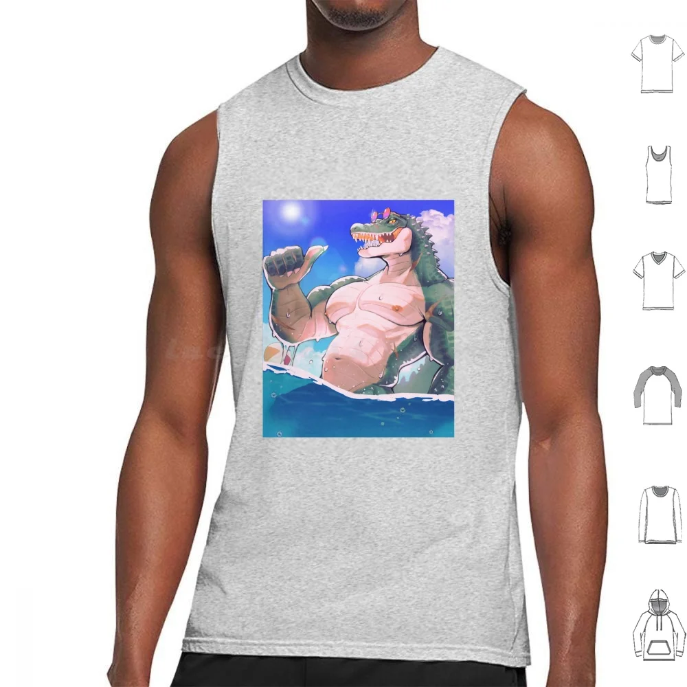 Huge Lizard Yiff Tank Tops Vest Sleeveless Animecore Bara Yaoi Anime Manga Gym Art Queer Art Muscle Bottom Top Bulge Hung