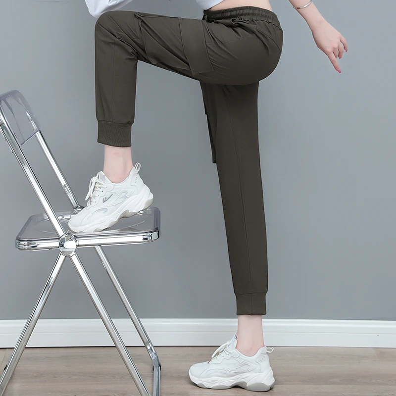 

New Female High Waist Casual Sports Workwear Pants For Women'S Spring And Autumn Fashion Versatile Slim Harlan 9-Point Trousers