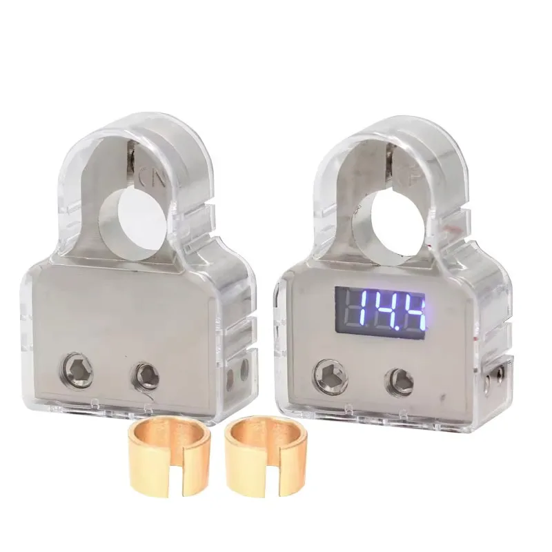 

12V Gold Digital Display Positive Negative Clamp Battery Terminal Connector Car Accessories