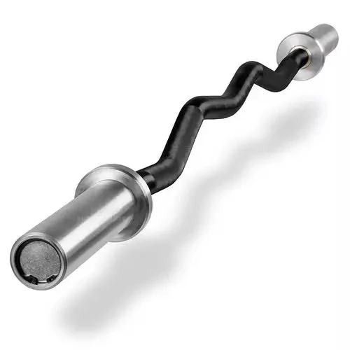 Gym Weightlifting Equipment Rotating Grip EZ Curl Chrome Barbell Bar