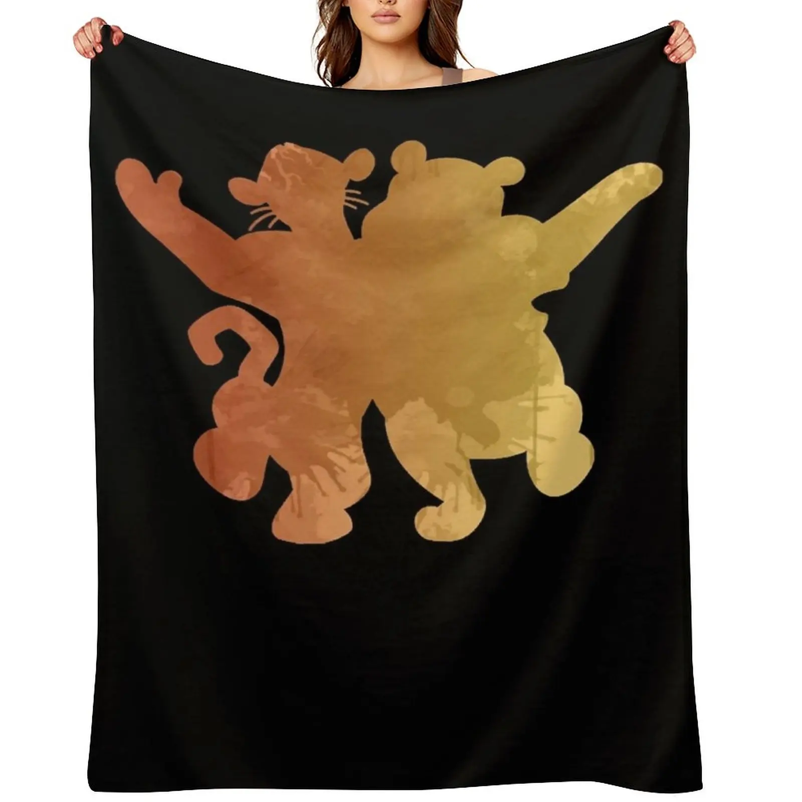 

Loves Music And Tiger And Bear Inspired Silhouette Vintage Photography Throw Blanket Single funny gift Luxury Thicken Blankets
