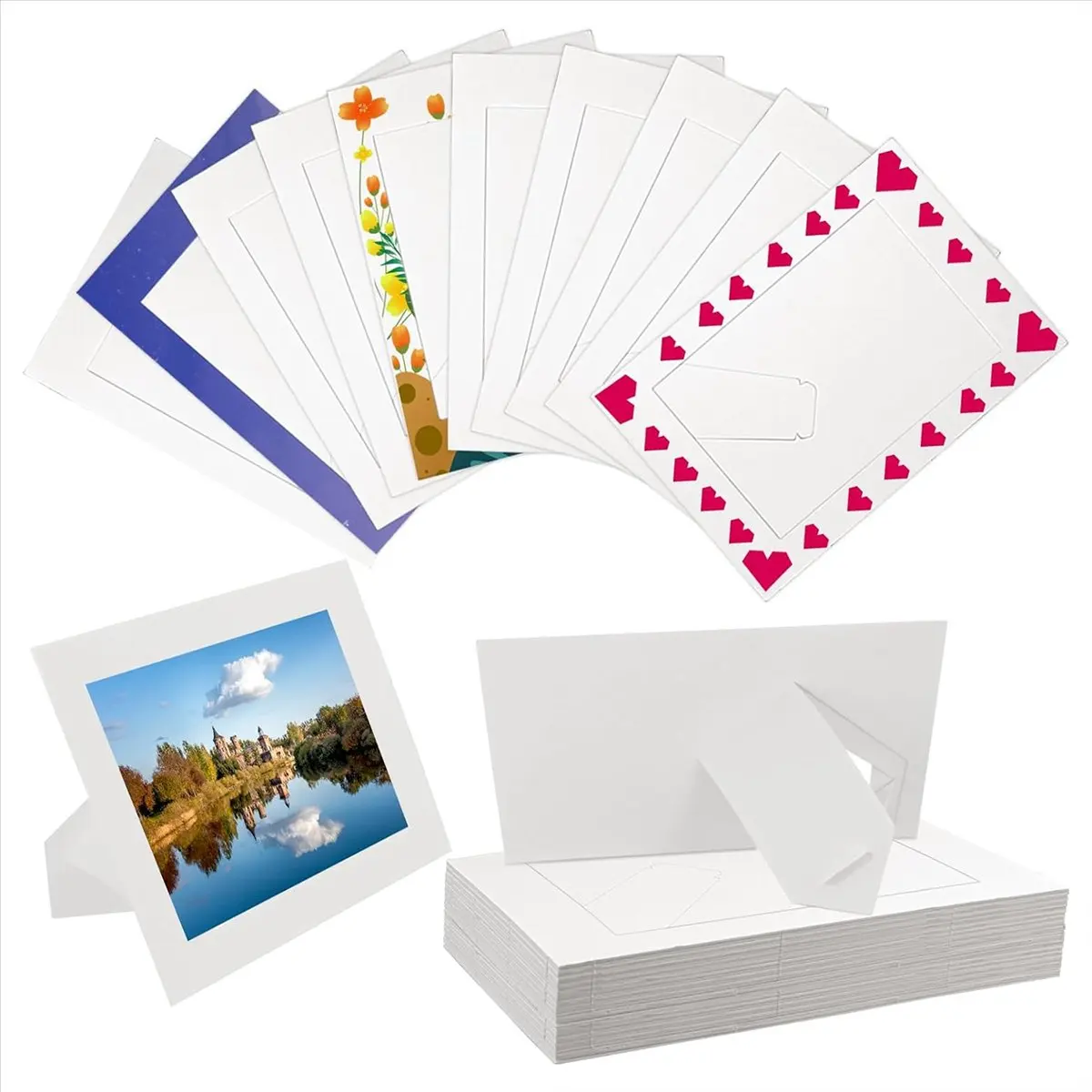 ABZF 2026 30 Pack Paper Picture Frames for 4 x 6Inch Photos, Standing White Cardboard Photo Frames with Easel DIY Crafts Frame