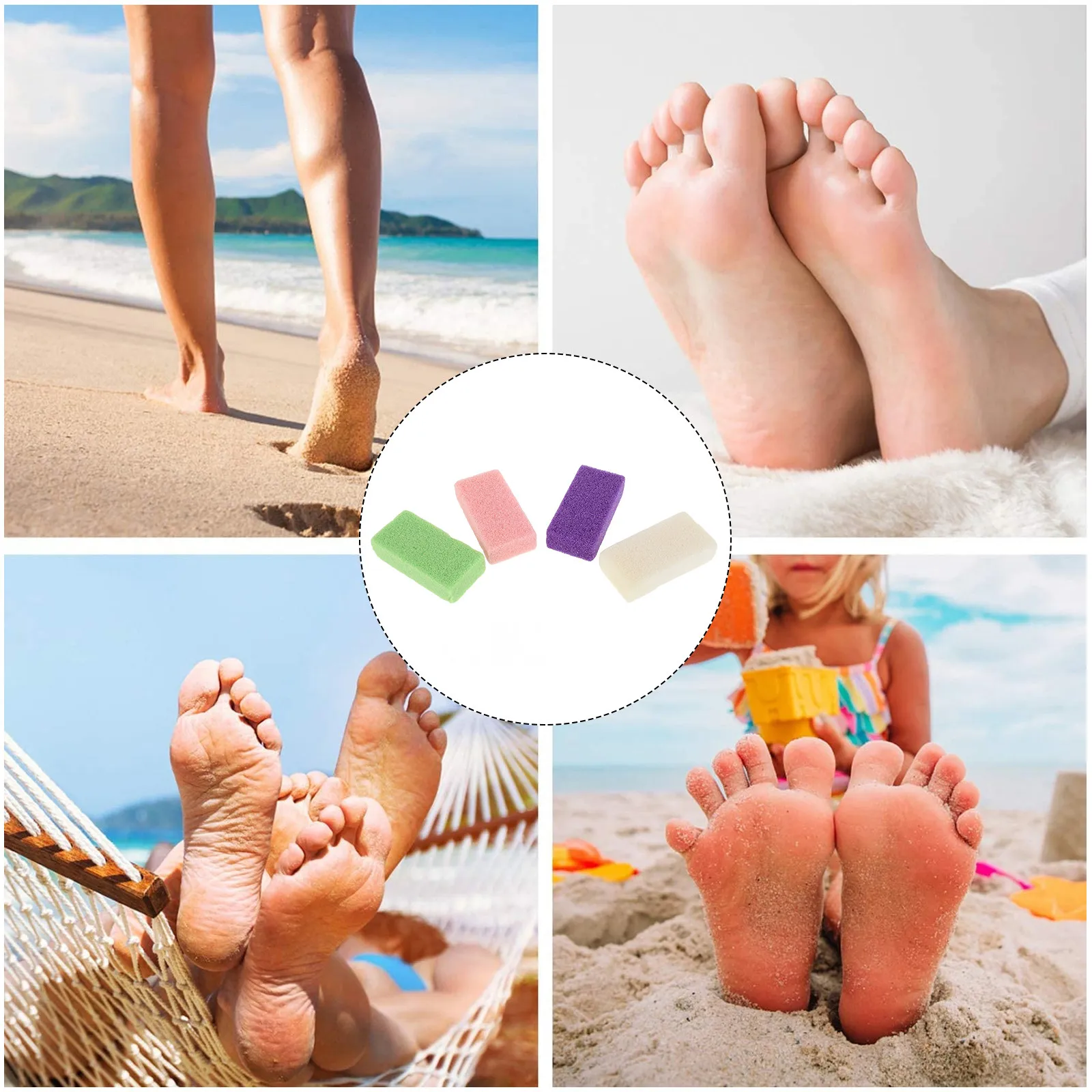 4Pcs Rough Yet Smooth Pumice Callus Removers for Fast Dead Skin Exfoliation Foot Care Massage Pedicure Stone Rasps Foot File
