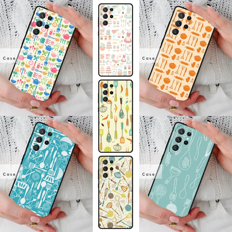 Vintage Baking Pattern TPU Phone Case for Samsung Galaxy S26 S25 S24 S23 S22 S21 S20 Note10 Plus FE Ultra Cover