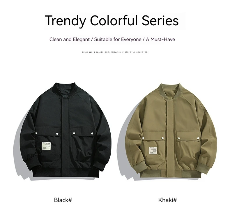 

Men's Jacket Japanese Style Solid Long Sleeve Male Cargo Jacket Stand Collar Urban Windbreaker Outdoor Casual Coat