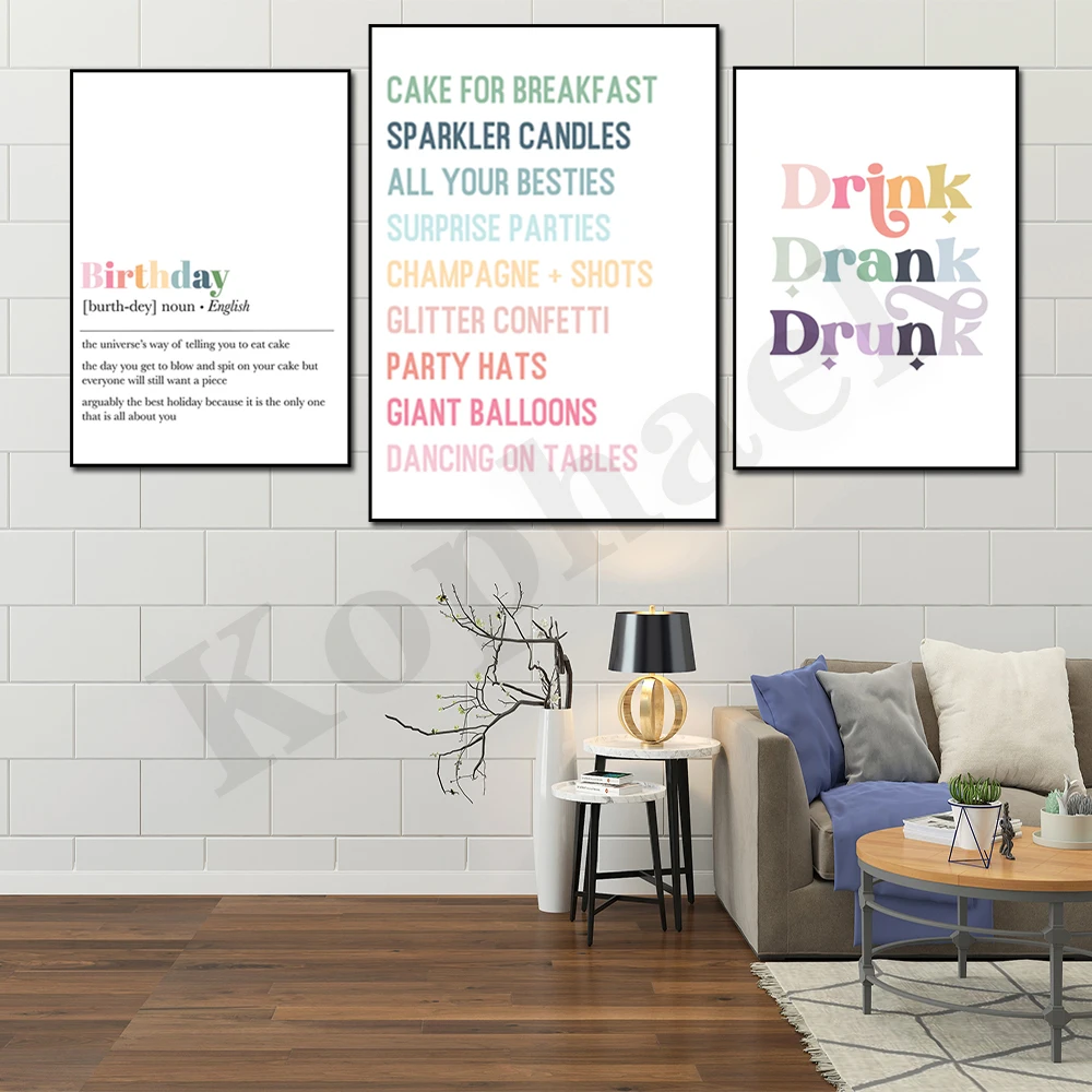 Colorful birthday wall art | 30th birthday decor | aesthetic birthday party decor | 21st birthday party | birthday things