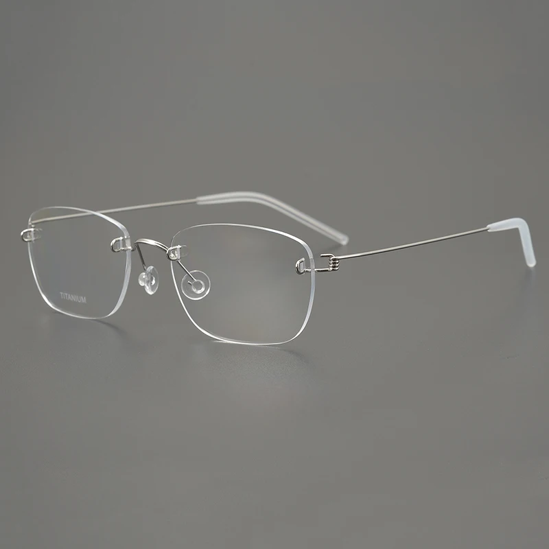 Fashion Men Square Business Rimless Glasses Frame Women Titanium Ultralight Thin Rim Eyeglasses Small Big Face Comfort Eyewear