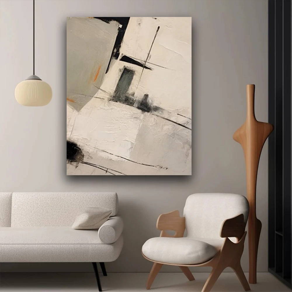

Nordic Home Deco Paint Pictures Gray And White Texture Wall Art 100% Hand Painted Oil Painting On Canvas Marble Mural Room Decor