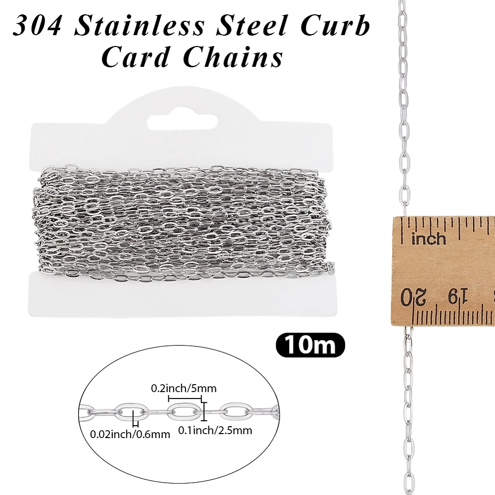 32.8 Feet Silver Paperclip Chain 2.5mm 304 Stainless Steel Metal Oval Cable Paper Clip Necklace Soldered Long Link Chains Roll